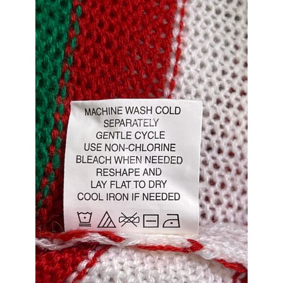 Born Famous Christmas Sweater Dress Green Red Striped Candy Cane Bow Size M - Picture 8 of 8